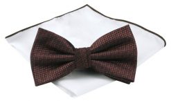 Mucha Męska z Poszetką (Zestaw) - Chattier - Kolor Ciemnej Miedzi. Krawaty i muchy męskie Chattier, bez wzorów, eleganckie. Za 59.00 zł.
