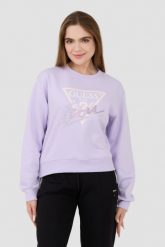 GUESS Lawendowa bluza Icon. Fioletowe bluzy bez kaptura damskie Guess, s. W wyprzedaży za 331.99 zł.