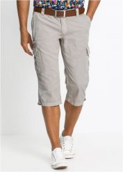 Długie bermudy bojówki Regular Fit. Szare szorty męskie bonprix, bez wzorów. Za 159.99 zł.