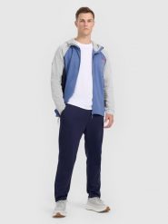 4F Spodnie dresowe męskie - granatowe S. Niebieskie spodnie dresowe męskie 4f, bez wzorów, z dresówki. Za 159.99 zł.