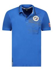 Geographical Norway Koszulka polo "Karuen" w kolorze niebieskim rozmiar: S. Niebieskie koszulki polo męskie Geographical Norway, s, bez wzorów, z bawełny, bez ramiączek. Za 78.84 zł.