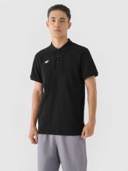 4F Koszulka polo regular męska - czarna M. Czarne koszulki polo męskie 4f, m, bez wzorów, z bawełny, bez ramiączek. Za 99.99 zł.