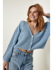Happiness Istanbul Kardigan w kolorze błękitnym rozmiar: onesize. Niebieskie kardigany damskie Happiness Istanbul, bez wzorów, ze splotem. Za 69.58 zł.
