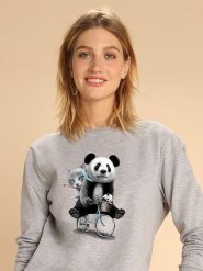 WOOOP Bluza "Panda Bicycle" w kolorze szarym rozmiar: S. Szare bluzy z nadrukiem damskie Wooop, s. Za 108.99 zł.
