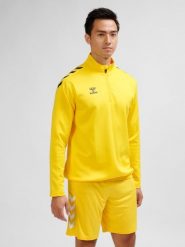 Bluza 1/2 zip Hummel Core XK. Brązowe bluzy sportowe damskie HUMMEL, xl, bez wzorów, z materiału, bez ramiączek, długie, bez kaptura. Za 178.35 zł.