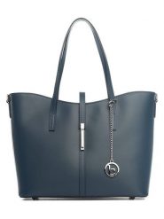 Lia Biassoni Skórzany shopper bag "Parma" w kolorze granatowym - 40 x 27 x 14 cm rozmiar: onesize. Niebieskie shopper bag damskie Lia Biassoni, bez wzorów, z materiału, na ramię, bez dodatków. Za 364.56 zł.