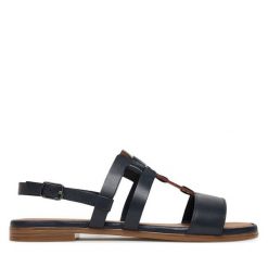 Sandały Lasocki. Niebieskie sandały damskie Lasocki, bez wzorów, bez obcasa, na płaskiej podeszwie. Za 119.99 zł.