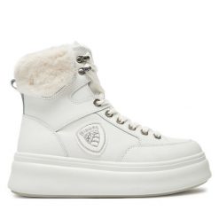 Botki Blauer. Białe botki damskie Blauer, bez obcasa, na płaskiej podeszwie, bez zapięcia. Za 489.99 zł.