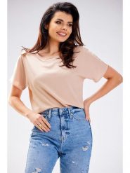 Awama Koszulka w kolorze beżowym rozmiar: M. Brązowe bluzki damskie Awama, m, bez wzorów, bez kołnierzyka. Za 87.99 zł.