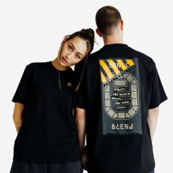 Koszulka Graph unisex Elementals. Czarne t-shirty damskie Decathlon, xs, bez wzorów, z bawełny, bez kołnierzyka. Za 89.99 zł.