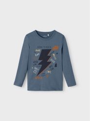 NAME IT Bluzka 13218862 Niebieski Regular Fit. Niebieskie t-shirty chłopięce Name it, bez wzorów, z bawełny, bez ramiączek. Za 49.99 zł.