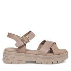 Sandały Lasocki. Brązowe sandały damskie Lasocki, bez wzorów, bez obcasa, na płaskiej podeszwie. Za 169.99 zł.