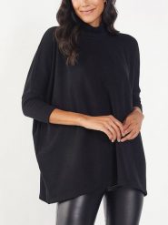 Milan Kiss Sweter w kolorze czarnym rozmiar: L. Czarne golfy damskie Milan Kiss, l, bez wzorów, bez ramiączek. Za 109.78 zł.