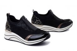 RIEKER REMONTE D0T08-02 black combination, półbuty damskie. Czarne półbuty damskie Rieker Remonte, bez wzorów, bez obcasa, na koturnie. Za 379.90 zł.