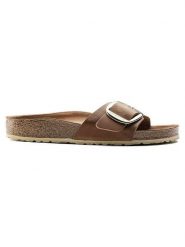 Birkenstock Skórzane klapki "Madrid" w kolorze brązowym rozmiar: 41. Brązowe klapki damskie Birkenstock, bez wzorów, bez obcasa. Za 460.12 zł.
