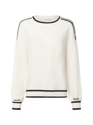 Liu Jo Collection Sweter z dzianiny - Maglia chiusa Kobiety wiskoza biały|czarny, L. Białe swetry klasyczne damskie Liu Jo Collection, l, z dzianiny, bez kołnierzyka. Za 429.95 zł.