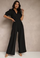 Czarny Kombinezon Taliowany Ozdobiony Klamrą Filenala. Czarne kombinezony damskie Renee, m, bez wzorów, eleganckie, bez kołnierzyka, bez ramiączek. Za 119.99 zł.