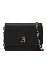 Tommy Hilfiger Torebka Th Icon Card Holder W/Chain AW0AW18248 Czarny. Czarne torebki klasyczne damskie Tommy Hilfiger, bez wzorów, ze skóry, bez dodatków. Za 289.99 zł.