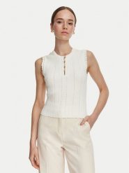 Guess Bluzka W6YR24 Z0970 Biały Regular Fit. Białe bluzki damskie Guess, s, z aplikacjami, z syntetyku, bez kołnierzyka, bez ramiączek. Za 344.99 zł.