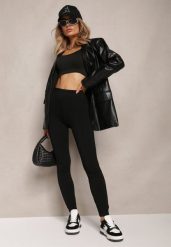 Czarne Legginsy z Szeroką Gumką w Talii Blemisava. Czarne legginsy damskie Renee, m, bez wzorów, z jeansu. Za 34.99 zł.
