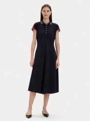 Tommy Hilfiger Sukienka codzienna WW0WW41269 Granatowy Regular Fit. Niebieskie sukienki damskie Tommy Hilfiger, na co dzień, s, bez wzorów, z bawełny, bez kołnierzyka, bez ramiączek, proste. Za 399.99 zł.