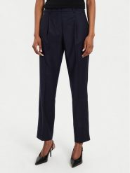 Weekend Max Mara Spodnie materiałowe Caldaia 2425136132 Granatowy Straight Fit. Niebieskie spodnie materiałowe damskie Weekend Max Mara, bez wzorów, z materiału. Za 759.99 zł.