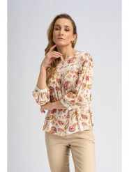 Marks & Spencer Bluzka w kolorze beżowo-różowym rozmiar: 47. Brązowe bluzki damskie Marks & Spencer, bez wzorów, z wiskozy, bez kołnierzyka, bez ramiączek. Za 57.20 zł.