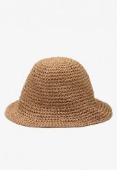 Ciemnobeżowy Kapelusz z Plecionki w Stylu Bucket Hat Suai. Brązowe kapelusze damskie Renee, na lato, bez wzorów, z bawełny. Za 49.99 zł.