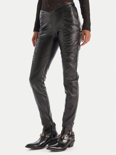 PINKO Spodnie z imitacji skóry Panelle 105375 A2P5 Czarny Slim Fit. Czarne spodnie materiałowe damskie Pinko, bez wzorów, ze skóry. Za 639.99 zł.
