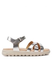 Geox Sandały J Sandal Soleima Gir J45GSA 000CF C1007 S Srebrny. Szare sandały dziewczęce Geox, ze skóry, bez zapięcia. Za 239.99 zł.