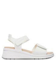 Caprice Sandały 9-28305-46 Biały. Białe sandały damskie Caprice, bez wzorów, ze skóry, bez obcasa, na koturnie. Za 228.99 zł.