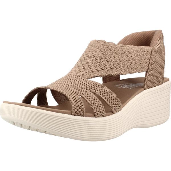 Sandały SKECHERS 120012S Brązowy. Brązowe sandały damskie Skechers, bez wzorów, z materiału, bez obcasa. Za 233.99 zł.