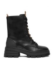 Nine West Trzewiki CEO-TALIA-01 Czarny. Czarne botki damskie Nine West, z materiału, bez obcasa, na płaskiej podeszwie, bez zapięcia. Za 289.99 zł.