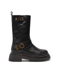 TWINSET Botki 242TCP042 Czarny. Czarne botki damskie Twinset, ze skóry, bez obcasa, na płaskiej podeszwie, bez zapięcia. Za 929.99 zł.