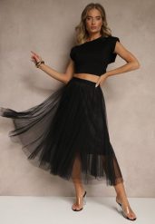 Czarna Rozkloszowana Spódnica Tiulowa Fenadelia. Czarne spódniczki damskie Renee, na wiosnę, l, bez wzorów, z tiulu, eleganckie, midi, proste. Za 54.99 zł.