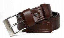 Pasek męski Rovicky [D] PRS-05-BGE brązowy. Brązowe paski męskie ROVICKY, z aplikacjami, ze skóry, klasyczne. Za 44.99 zł.