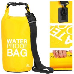 Torba wodoodporna na plażę, kajak, sup 5l worek wodoszczelny żółty. Żółte torebki klasyczne damskie SPRINGOS, bez wzorów, bez dodatków. Za 21.99 zł.