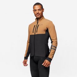 Kurtka zimowa rowerowa szosowa Van Rysel EDR Endurance. Brązowe kurtki męskie VAN RYSEL, na zimę, s, bez wzorów, z materiału, rowerowe. Za 359.99 zł.