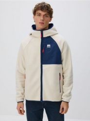 Polarowa bluza z kapturem - złamana biel. Bluzy z kapturem męskie Reserved, l, z dzianiny. Za 159.99 zł.