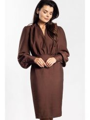 Awama Sukienka w kolorze brązowym rozmiar: M. Brązowe sukienki damskie Awama, m, bez wzorów, bez kołnierzyka, bez ramiączek, midi. Za 174.84 zł.