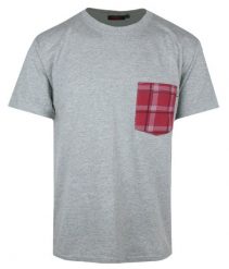 T-Shirt Męski Bawełniany z Kieszonką - KINGS - Szara. Szare t-shirty męskie Kings, l, bez wzorów, z bawełny, bez kołnierzyka. Za 69.00 zł.