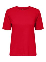 ONLY Koszulka w kolorze czerwonym rozmiar: XS. Czerwone bluzki damskie Only, xs, bez wzorów, z bawełny, bez kołnierzyka. Za 26.38 zł.