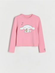 Koszulka Cinnamoroll - brudny róż. Czerwone koszulki dziewczęce Reserved, bez wzorów, z bawełny, bez ramiączek. W wyprzedaży za 42.99 zł.