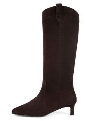 Loft37 Skórzane kozaki w kolorze brązowym rozmiar: 38. Brązowe kozaki damskie loft37, bez obcasa, na szpilce. Za 674.99 zł.