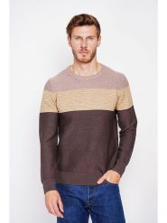 William de Faye Sweter w kolorze ciemnobrązowo-beżowym rozmiar: 50. Brązowe swetry męskie William De Faye, bez wzorów, bez kołnierzyka. Za 152.99 zł.