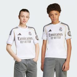 Koszulka domowa Real Madryt 25/26. Białe t-shirty sportowe męskie Adidas, l, z materiału, bez ramiączek, do piłki nożnej. Za 329.00 zł.