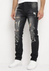 Czarne Jeansy Regular Ozdobione Dziurami i Przetarciami Tetersa. Czarne jeansy męskie Born2be. Za 74.99 zł.
