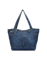 Guess Jeans Torebka M6YZ42 D2278 Granatowy. Niebieskie torebki klasyczne damskie Guess Jeans, z aplikacjami, z jeansu, bez dodatków. Za 299.99 zł.