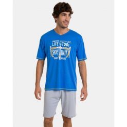 Piżama męska rozm. L P241318 krótki rękaw 158 Blue. Niebieskie piżamy męskie Massana Homewear, l, bez wzorów, z bawełny, bez ramiączek. Za 234.00 zł.