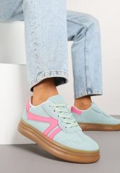 Jasnozielone Sneakersy Klasyczne Tenisówki Zdobione Przeszyciami Alatira. Zielone trampki i tenisówki damskie Renee, z aplikacjami, z jeansu. Za 79.99 zł.